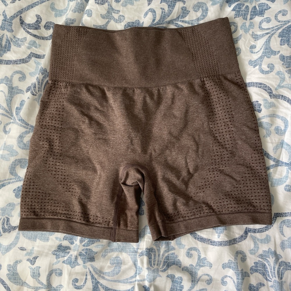 Women's Brown Seamless Gym Shorts Size S